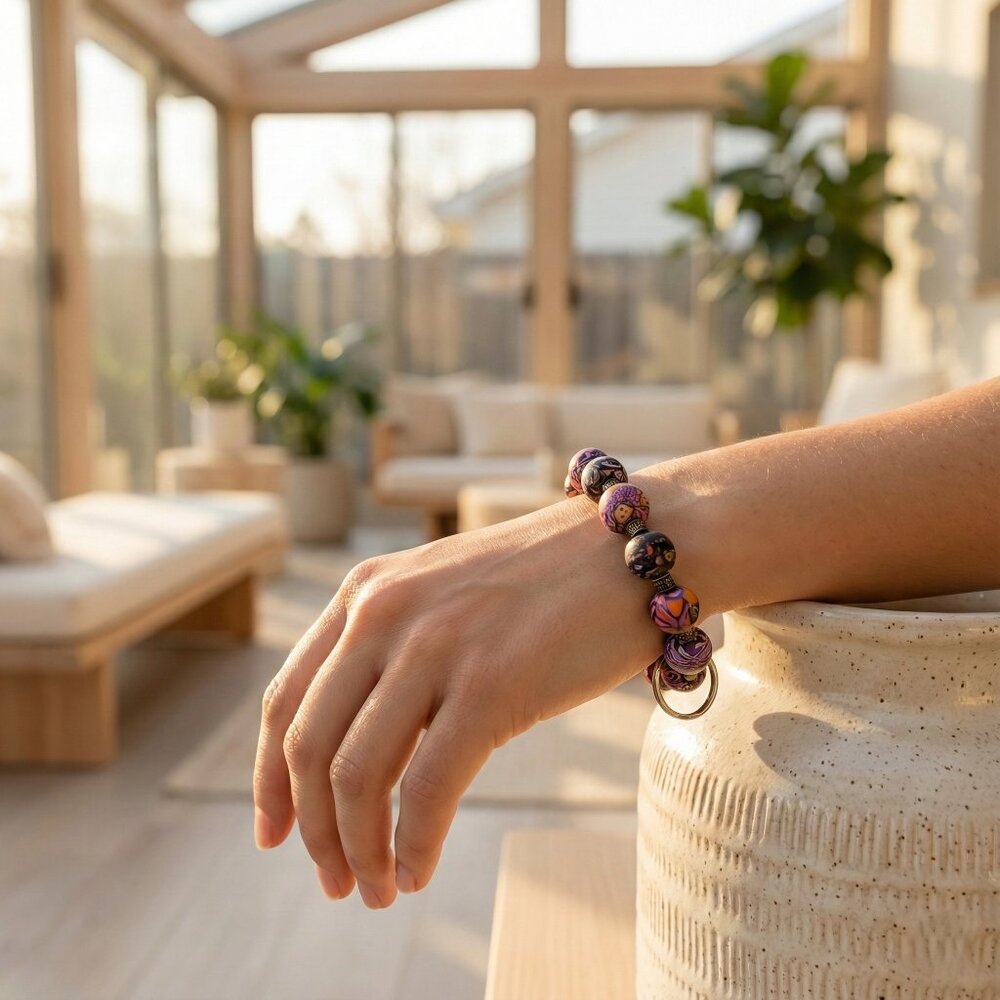 Handmade Polymer Clay Bead‎ Bracelet Dangle Keychain Charm